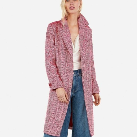 Express Jackets & Blazers - EXPRESS Wool-Blend Tie Front GORGEOUS PINK Pea Coat
